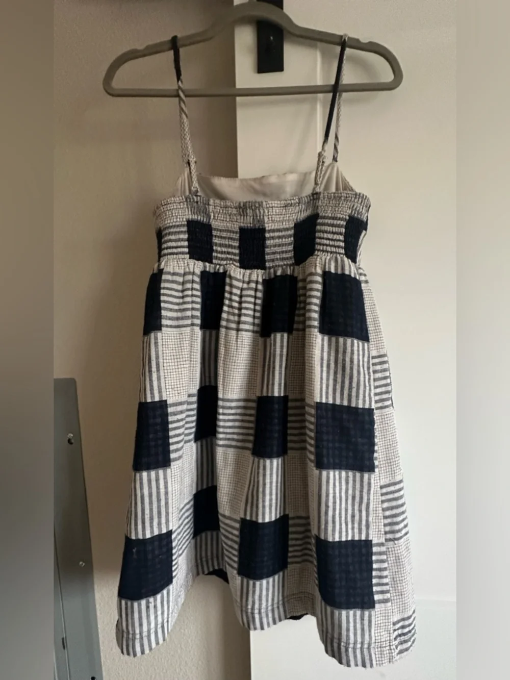 Navy & Cream Gingham Babydoll Dress - Picture 3 of 4